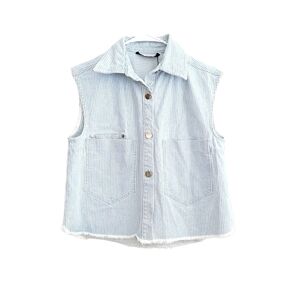 NEW Zara Denim Blue Pin Stripe Vest